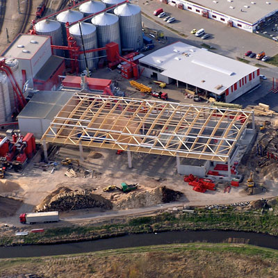 Projekt in Wismar, gebaut wurde eine Pelletwerk als Erweiterung, Bauvorhaben vom 01.04.2009